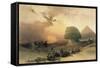 Approach of the Simoom, Desert of Giza-David Roberts-Framed Stretched Canvas