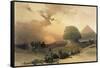Approach of the Simoom, Desert of Giza-David Roberts-Framed Stretched Canvas