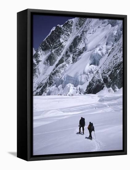 Approaching High Camp, Everest-Michael Brown-Framed Stretched Canvas