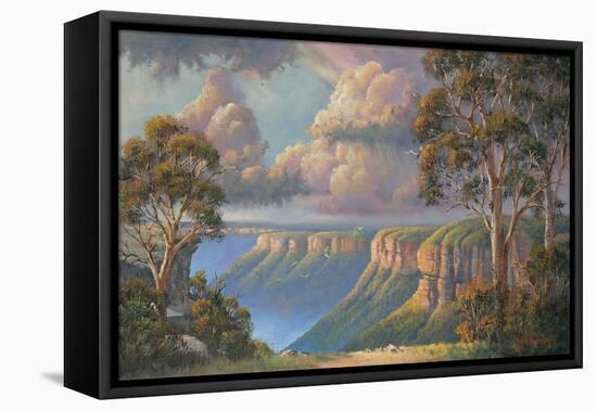 Approaching Storm - Katoomba-John Bradley-Framed Stretched Canvas