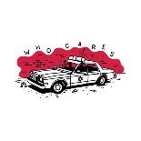 Who Cares Old American Police Car near the Wall. Vector Illustration-aprelsky-Laminated Art Print