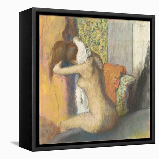 Aprés le bain, femme s'essuyant la nuque-Edgar Degas-Framed Stretched Canvas