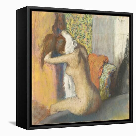 Aprés le bain, femme s'essuyant la nuque-Edgar Degas-Framed Stretched Canvas