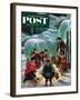 "Apres Ski Bonfire" Saturday Evening Post Cover, February 23, 1952-John Clymer-Framed Giclee Print