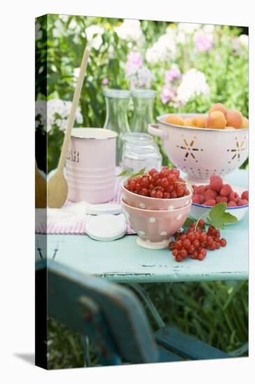 Apricots, Berries and Jam Jars on Garden Table-Eising Studio - Food Photo and Video-Stretched Canvas