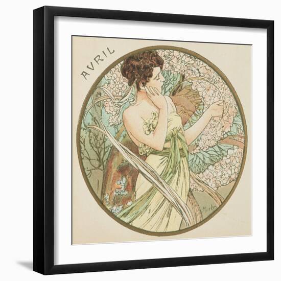 April, 1899 (Detail)-Alphonse Mucha-Framed Giclee Print