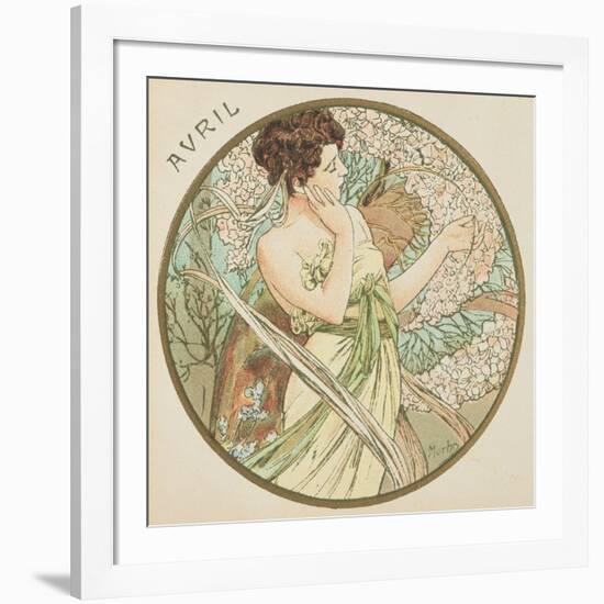 April, 1899 (Detail)-Alphonse Mucha-Framed Giclee Print