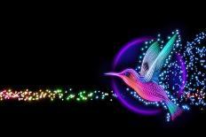 3D Render of Colibri Bird - Hummingbird with Stars-April Cat-Stretched Canvas