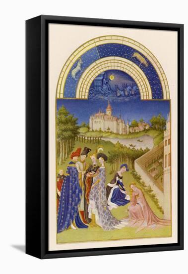 April Courtly Life in the Grounds of the Chateau De Dourdan-Pol De Limbourg-Framed Stretched Canvas