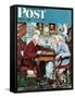 "April Fool, 1943" Saturday Evening Post Cover, April 3,1943-Norman Rockwell-Framed Stretched Canvas