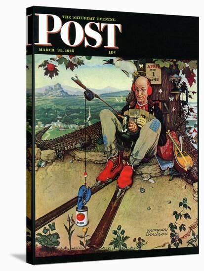 "April Fool, 1945" Saturday Evening Post Cover, March 31,1945-Norman Rockwell-Stretched Canvas