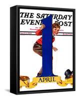 "April Fool's Day," Saturday Evening Post Cover, April 2, 1938-Russell Sambrook-Framed Stretched Canvas