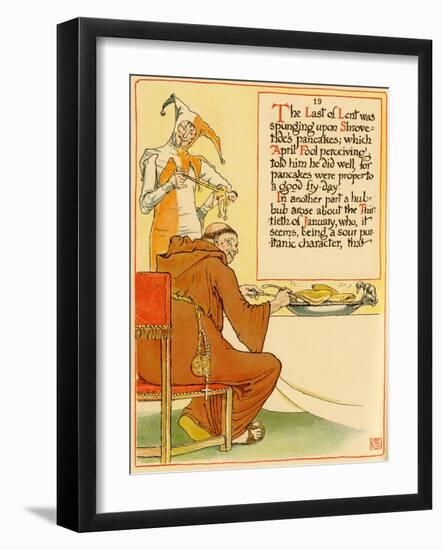 April Fools Jester Serves Personification Of Lent Pancakes-Walter Crane-Framed Art Print