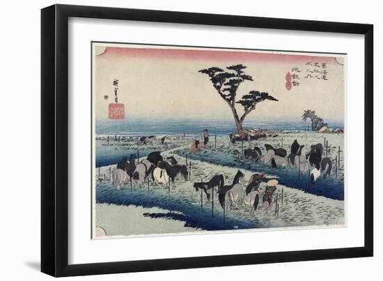 April Horse Fair, Chiryu, C. 1833-Utagawa Hiroshige-Framed Giclee Print