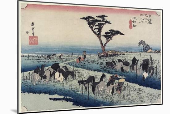 April Horse Fair, Chiryu, C. 1833-Utagawa Hiroshige-Mounted Giclee Print