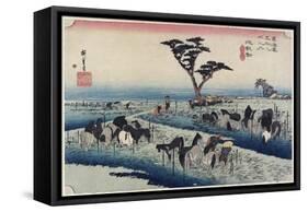 April Horse Fair, Chiryu, C. 1833-Utagawa Hiroshige-Framed Stretched Canvas