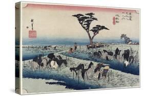April Horse Fair, Chiryu, C. 1833-Utagawa Hiroshige-Stretched Canvas