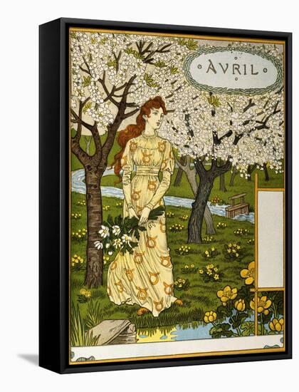 April, Illustration from the Fine Art Portofolio 'Le Mois', 1896-Eugene Grasset-Framed Stretched Canvas