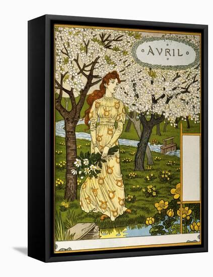 April, Illustration from the Fine Art Portofolio 'Le Mois', 1896-Eugene Grasset-Framed Stretched Canvas