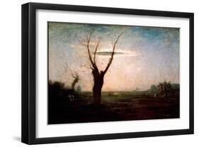 April Landscape of Late Winter with a Tree Still without Leaves. Painting Of” Antonio Fontanesi (18-Antonio Fontanesi-Framed Giclee Print