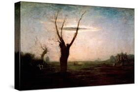 April Landscape of Late Winter with a Tree Still without Leaves. Painting Of” Antonio Fontanesi (18-Antonio Fontanesi-Stretched Canvas