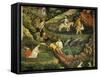 April or Aries with Ploughing with Oxen, Women in Garden and Rabbits in Forest-Venceslao-Framed Stretched Canvas