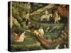 April or Aries with Ploughing with Oxen, Women in Garden and Rabbits in Forest-Venceslao-Stretched Canvas