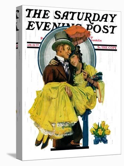 "April Shower," Saturday Evening Post Cover, April 23, 1927-Elbert Mcgran Jackson-Stretched Canvas