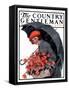 "April Showers and Basket of Flowers," Country Gentleman Cover, April 26, 1924-E. Troth-Framed Stretched Canvas