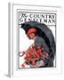 "April Showers and Basket of Flowers," Country Gentleman Cover, April 26, 1924-E. Troth-Framed Giclee Print