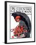 "April Showers and Basket of Flowers," Country Gentleman Cover, April 26, 1924-E. Troth-Framed Giclee Print