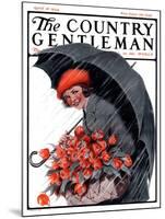 "April Showers and Basket of Flowers," Country Gentleman Cover, April 26, 1924-E. Troth-Mounted Giclee Print