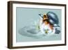 April Showers - Bird Puddle-Peggy Harris-Framed Giclee Print