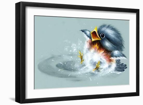 April Showers - Bird Puddle-Peggy Harris-Framed Giclee Print