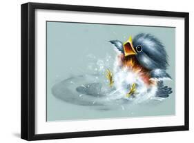April Showers - Bird Puddle-Peggy Harris-Framed Giclee Print