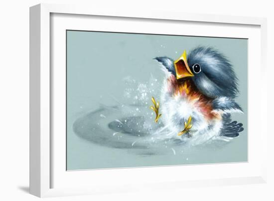 April Showers - Bird Puddle-Peggy Harris-Framed Giclee Print