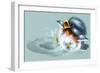 April Showers - Bird Puddle-Peggy Harris-Framed Giclee Print