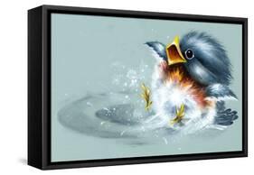 April Showers - Bird Puddle-Peggy Harris-Framed Stretched Canvas