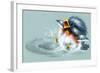 April Showers - Bird Puddle-Peggy Harris-Framed Giclee Print