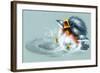 April Showers - Bird Puddle-Peggy Harris-Framed Giclee Print