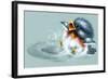 April Showers - Bird Puddle-Peggy Harris-Framed Giclee Print