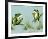 April Showers - Frogs with Grass-Peggy Harris-Framed Giclee Print