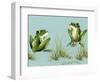 April Showers - Frogs with Grass-Peggy Harris-Framed Giclee Print