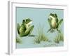 April Showers - Frogs with Grass-Peggy Harris-Framed Giclee Print