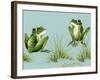 April Showers - Frogs with Grass-Peggy Harris-Framed Giclee Print