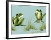 April Showers - Frogs with Grass-Peggy Harris-Framed Giclee Print