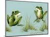 April Showers - Frogs with Grass-Peggy Harris-Mounted Premium Giclee Print