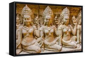 Apsara Carvings in the Leper King Terrace in Angkor Thom-Michael Nolan-Framed Stretched Canvas