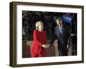 APTOPIX Campaign 2016 Obama Clinton-Pablo Martinez Monsivais-Framed Photographic Print