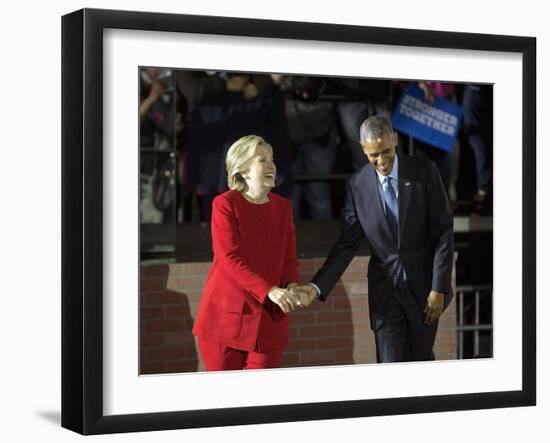 APTOPIX Campaign 2016 Obama Clinton-Pablo Martinez Monsivais-Framed Photographic Print